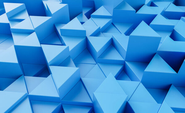 Blue background with triangles - 3d rendering