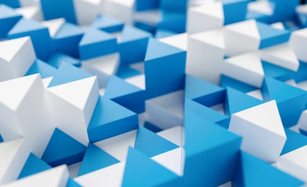 Fondo Azul Blanco Con Triángulos Representación —  Fotos de Stock