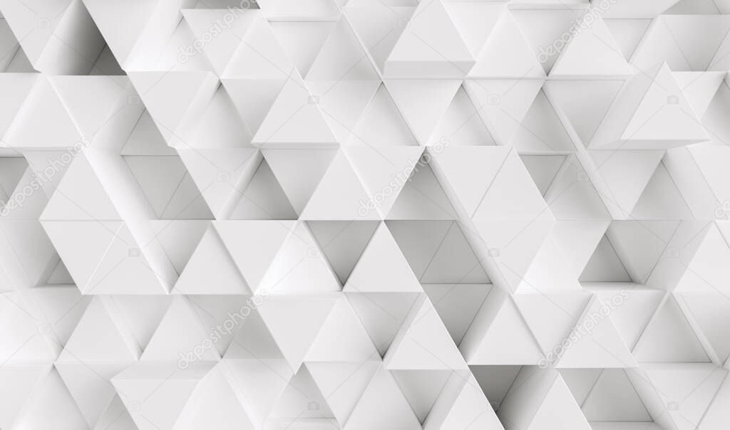 White triangular abstract background, Grunge surface - 3d rendering 