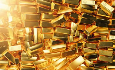 heap of gold bars. Financial concepts