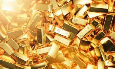 heap of gold bars. Financial concepts