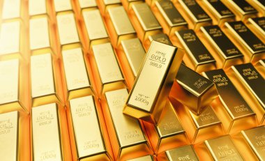 Pure Gold bars in a bank