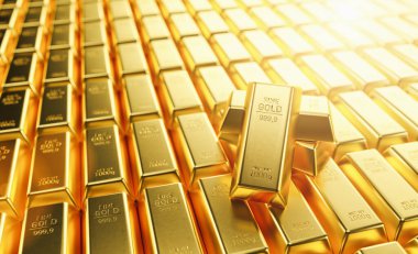 Stack of gold bars. Financial concepts