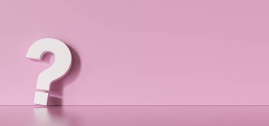 White question mark at pink concrete Wall - FAQ Concept
