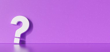 White question mark at purple concrete grunge Wall - FAQ Concept