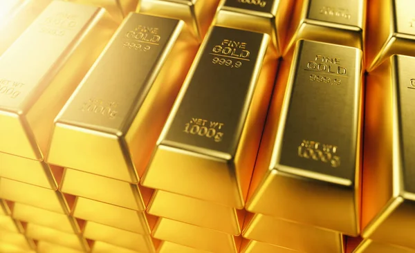 Gold Bullion Gold Bars Treasury Wealth Ingot Luxury Finance Goods — Stock Photo, Image