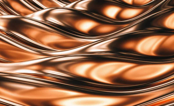 Copper Wave Background Gold Background Copper Texture Render — Stock Photo, Image