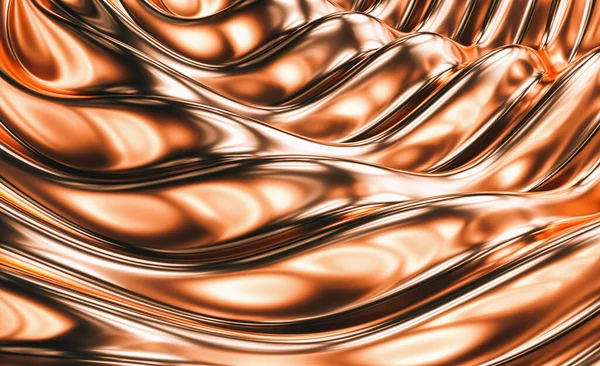 Copper Wave Abstract Background Rendering — ストック写真