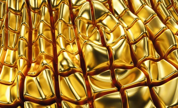 Beautiful Luxurious Luxury Cubic Golden Background Illustration Rendering — Stock Photo, Image