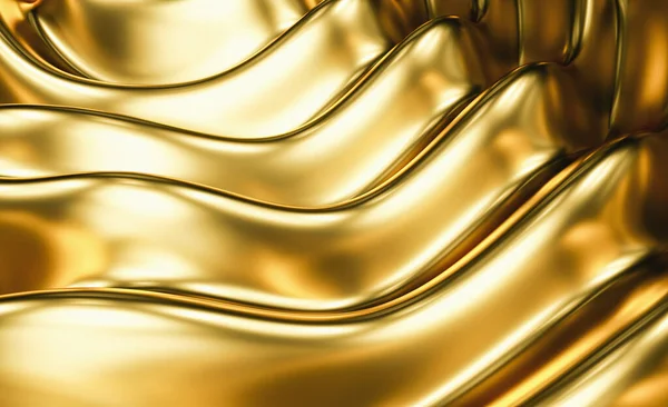 Gold Luksusowe Wave Abstrakcyjne Tło Rendering — Zdjęcie stockowe
