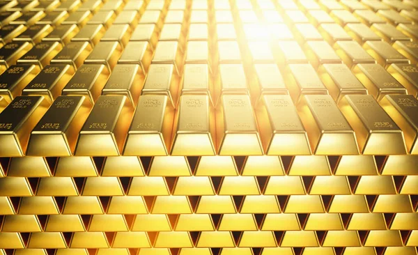 Stacked Gold Bars Rows — Stockfoto