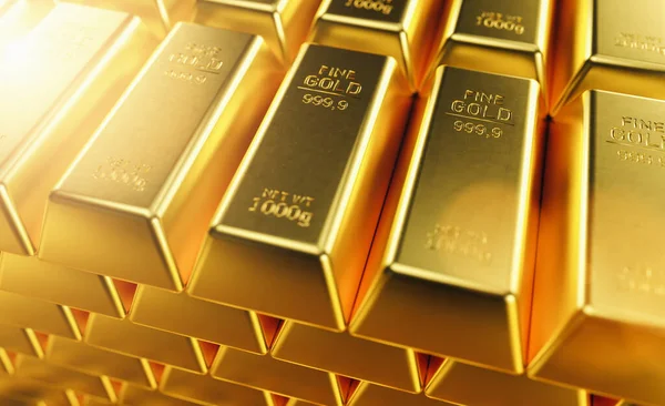 Golden Gold Bars Row — Stockfoto