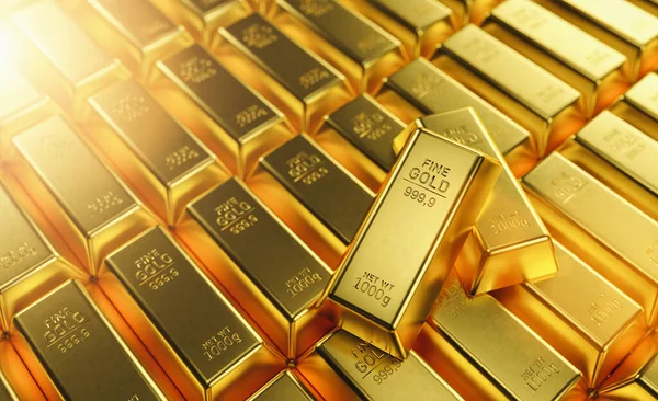 Row Gold Bars 1000 Grams Concept Wealth Reserve — Stock Photo, Image