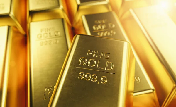 Macro View Stacks Gold Bars — Stock Photo, Image
