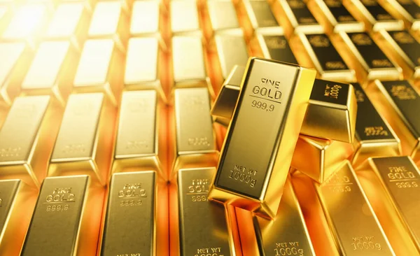 Banking Financial Industry Concept Gold Bars Row Banner Size Although — Stock Photo, Image