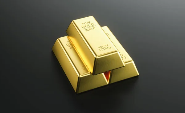 Precious Shiny Gold Bars Black Background — Stock Photo, Image