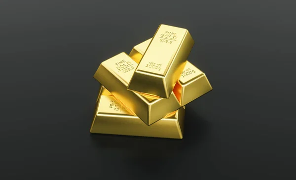 Lingotes Oro Sobre Fondo Negro — Foto de Stock