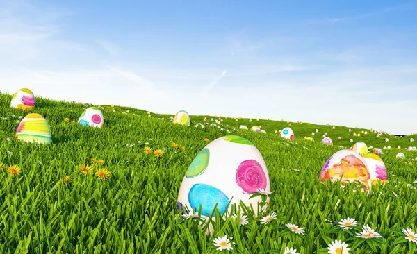 Velikonoční Vajíčka Zelené Trávě — Stock fotografie