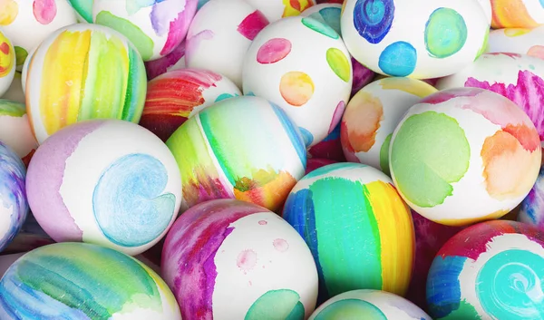 Colorful Easter Eggs Watercolor Easter Heap — ストック写真