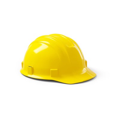 Yellow safety helmet isolated on white background. 3D rendering