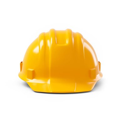 orange safety helmet isolated on white background. 3D rendering clipart