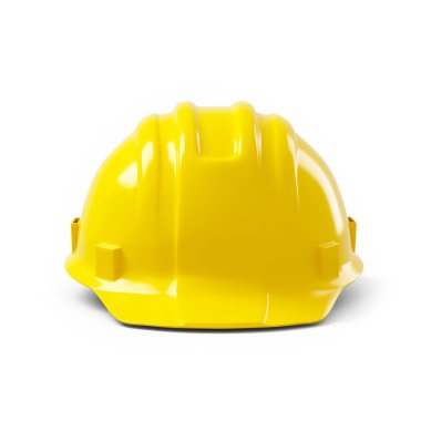 Yellow safety helmet on white background. 3D rendering