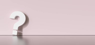 White question mark on background with empty copy space on left side. 3D Rendering