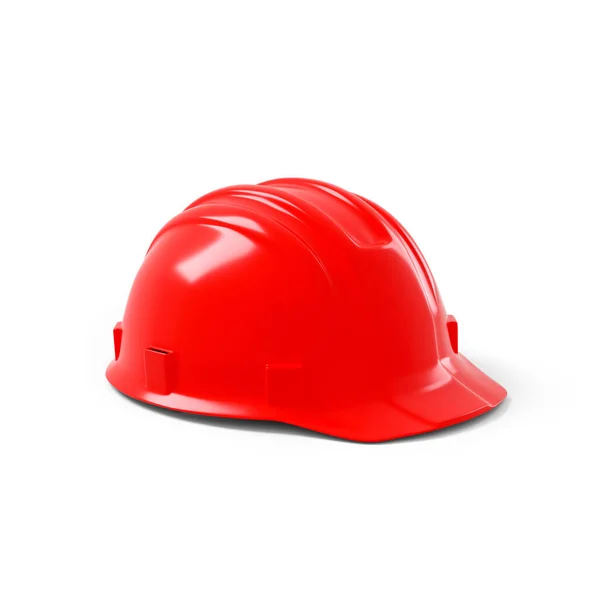 Красный Строительный Шлем Изолирован Белом Фоне Рендеринг — стоковое фото