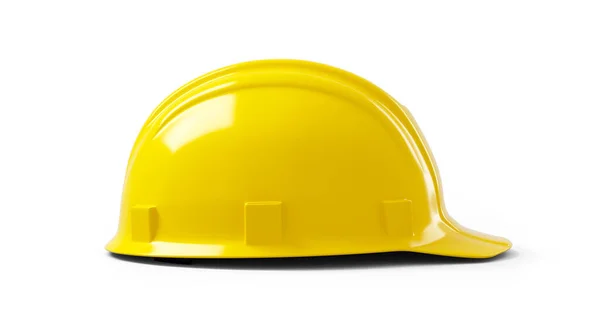 Capacete Construção Amarelo Isolado Fundo Branco Renderização — Fotografia de Stock