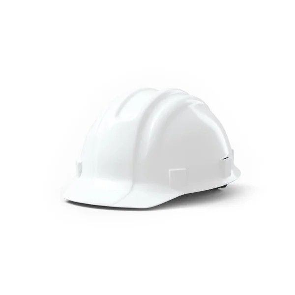 白色塑料安全帽白色背景 3D渲染 — 图库照片