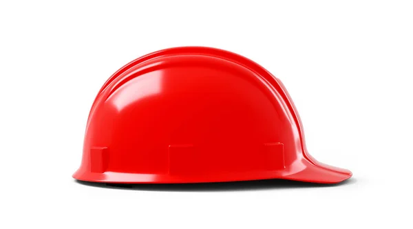 Red Plastic Safety Helmet White Background Rendering — Stok fotoğraf