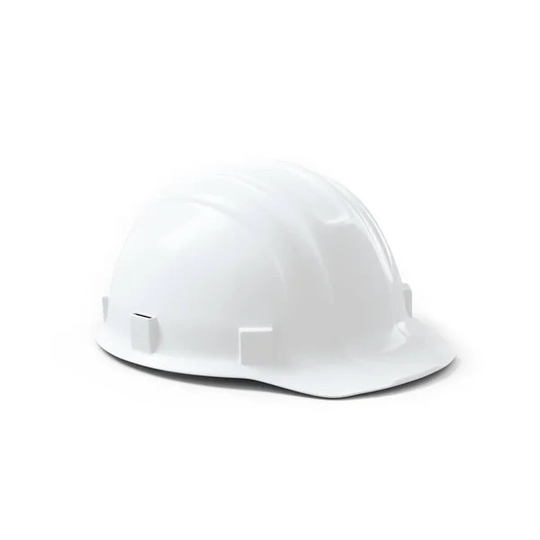 White Engineer Safety Helmet Isolated White Background Rendering — Stockfoto