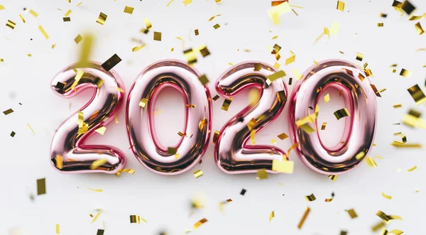 Happy New 2020 Year Holiday Pink Metallic Numbers 2020 Confetti — Φωτογραφία Αρχείου