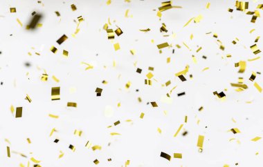 Gold glitter texture on white background. Golden explosion of confetti. Golden grainy abstract texture on black background.