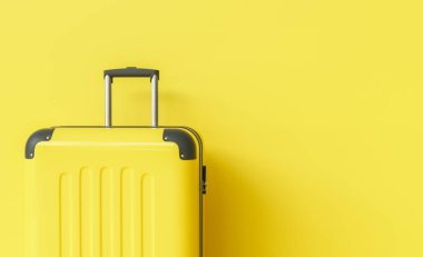 Suitcase on yellow background. travel concept, with copy space for individual text