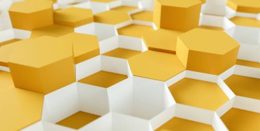 orange Hexagon Background - 3D rendering - Illustration 