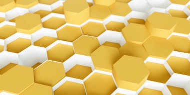 bright orange Hexagon Background - 3D rendering - Illustration 