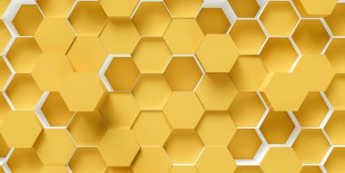 bright orange Hexagon honeycomb Background - 3D rendering - Illustration