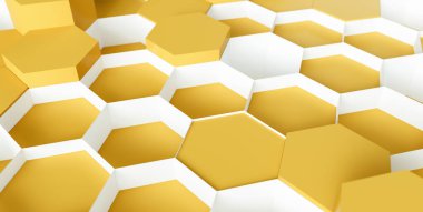 yellow Hexagon Background - 3D rendering - Illustration 