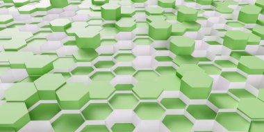 bright green Hexagon honeycomb Background - 3D rendering - Illustration 