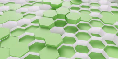 green Hexagon Background - 3D rendering - Illustration 