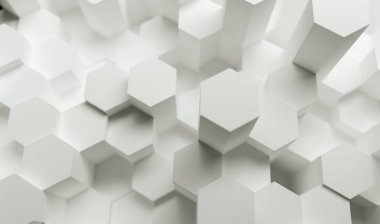 white abstract hexagons background pattern, gaming Concept image - 3D rendering - Illustration 