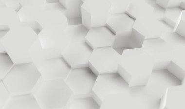 Abstract paper Hexagon white Background - 3D rendering - Illustration 