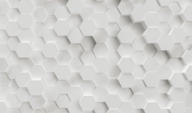 Abstract paper Hexagon white Background - 3D rendering - Illustration