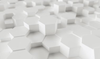 white hexagons background pattern - 3D rendering - Illustration 