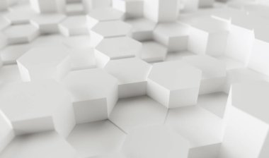 white abstract hexagons background pattern, gaming Concept image - 3D rendering - Illustration 