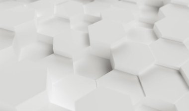 white abstract hexagons background pattern, gaming Concept image - 3D rendering - Illustration 