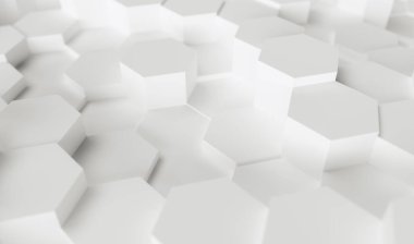 white hexagons background pattern - 3D rendering - Illustration 