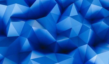 Abstract low poly blue colored background of triangles - 3D rendering - Illustration