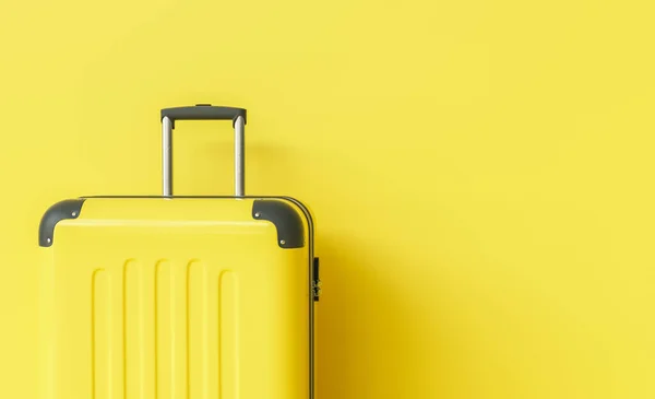 Suitcase Yellow Background Travel Concept Copy Space Individual Text — ストック写真